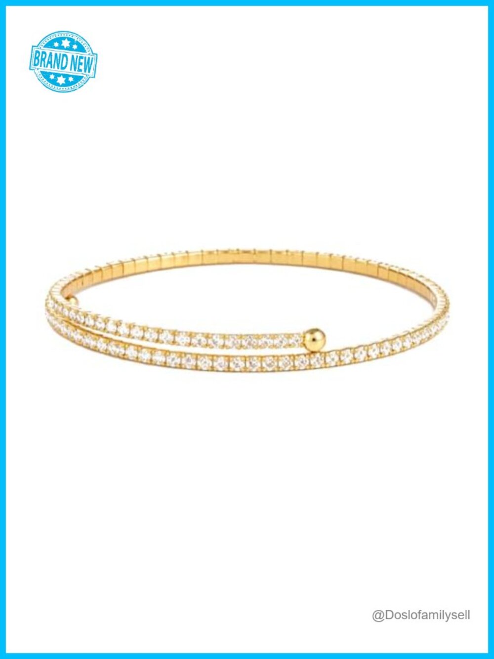 Stretch Tennis Bracelet Gold Plated Comfort Fit No Clasp Stackable Crystal